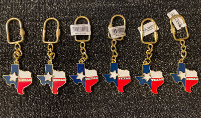 (6) Enamel Key Tag w/moving Icon Map Texas Souvenir Lot Keychain Key Chain