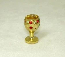 Dollhouse Rhinestone Jeweled Chalice or Goblet Golden Metal 1:12 Miniatures