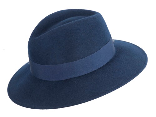 Navy Wide Brim Felt Fedora hat by Max Alexander 100% AU Owned Family Business - Picture 3 of 6
