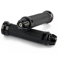 UNIVERSAL CNC MOTORCYCLE HANDLEBAR RUBBER GEL HAND GRIPS BAR END CAP PLUG BLACK