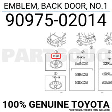 Genuine Toyota 90975-02014 Front Grille Emblem For Highlander 2001-2004 - Made In Japan