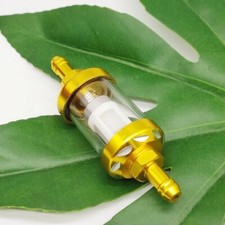Universal In Line Petrol Fuel Gasoline Oil Filter, Gold Tone