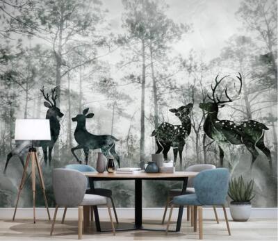 3D Wald Hirsch H142 Tapete Wandbild Selbstklebend Abnehmbare Aufkleber Sinsin