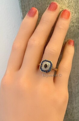 Bague Plaqué Or Avec Saphir - Taille 50 - Neuf Sans Emballage - Marque Maty - Style Classique