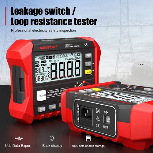 HABOTEST Peak Metre RCD Loop Tester Meter Trip-Out current/Time Loop resistance - Picture 6 of 16
