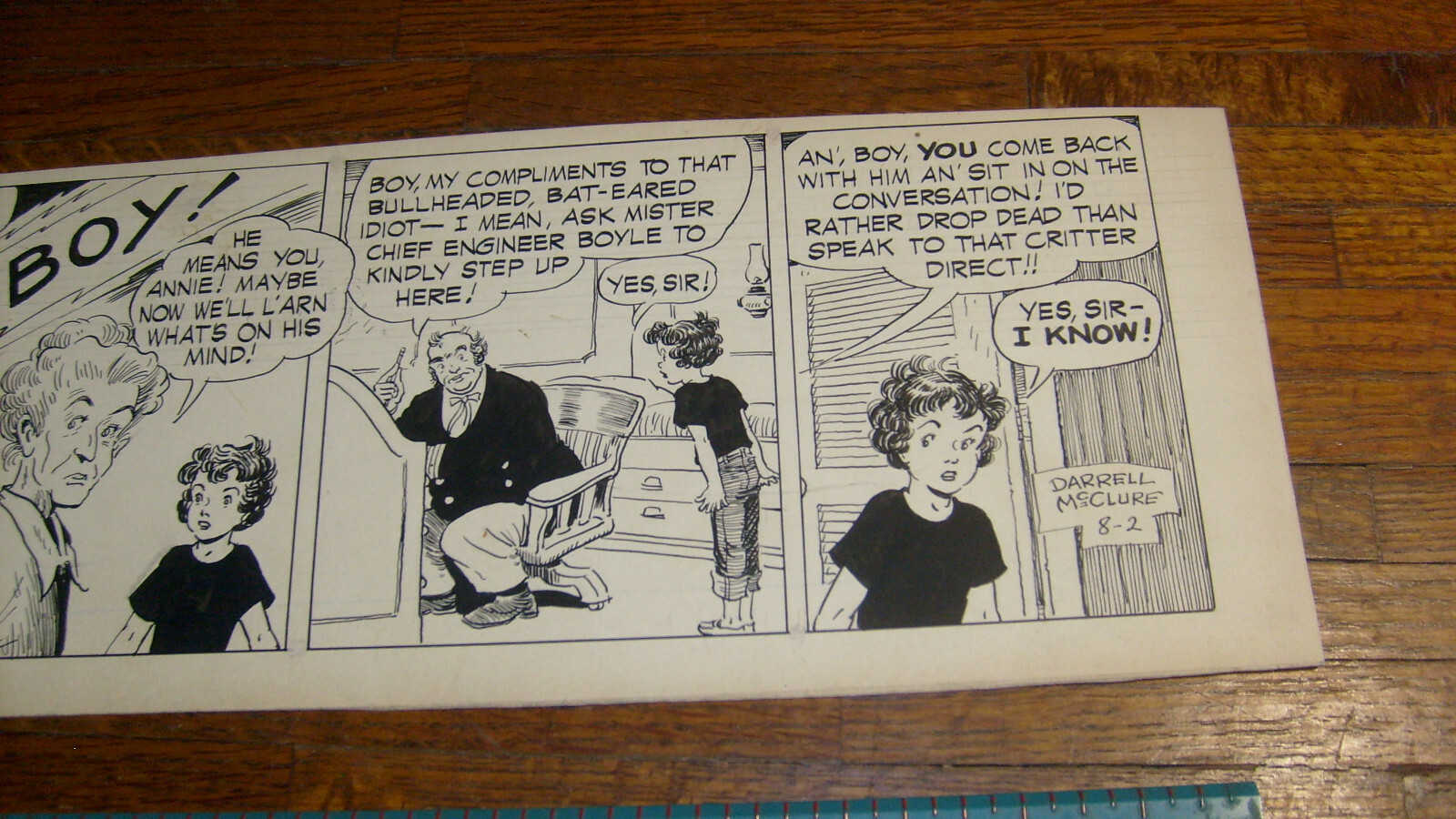 LITTLE ANNIE ROONEY ORIGINAL COMIC STRIP ART, DARRELL McCLURE, 8-2 ...