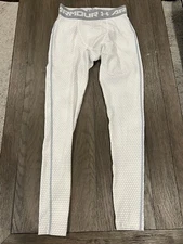 Men's Jock Under Armour Spandex Tights Compression Pants Gray White S