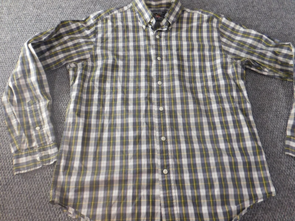 Camisa masculina American Living média verde azul xadrez botão para baixo clássica - Imagem 4 de 4