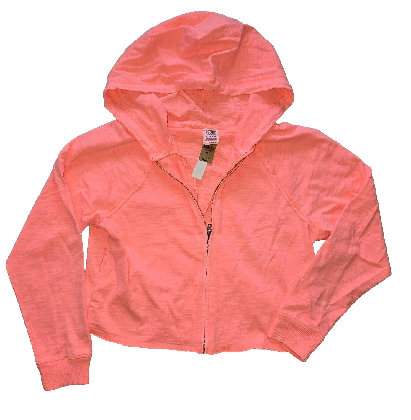 UNDERCOVER Felpa con cappuccio Victoria’s Secret ROSA Lounge cotone zip corallo flash taglia S nuova con etichette