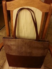 New Saks Fifth Ave Women Shoulder Handbag With Two Shades Of Brown Color Sale