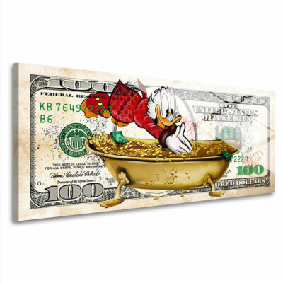 ACRYLGLAS WAND BILD MR. DUCK DOLLAR MONEYPOOL POP ART BILDER KUNST DEKO