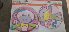 LITTLE MISS MATCHED 2 PIECE HAPPY MONKEY WALL ART PINK PURPLE GREEN NEW