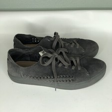 Toms Shoes Lace Up Casual Sneakers Women Size 9 Gray Suede Upper
