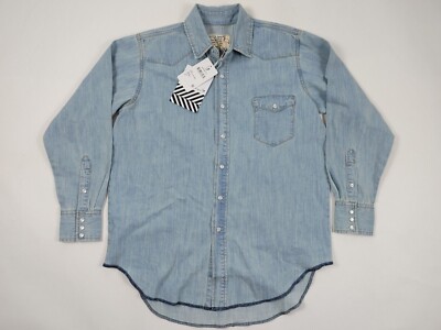 Sandrine Dose Women's Long Sleeve blue Jean Shirt/Top Size XS (Exactly L)Was$200
