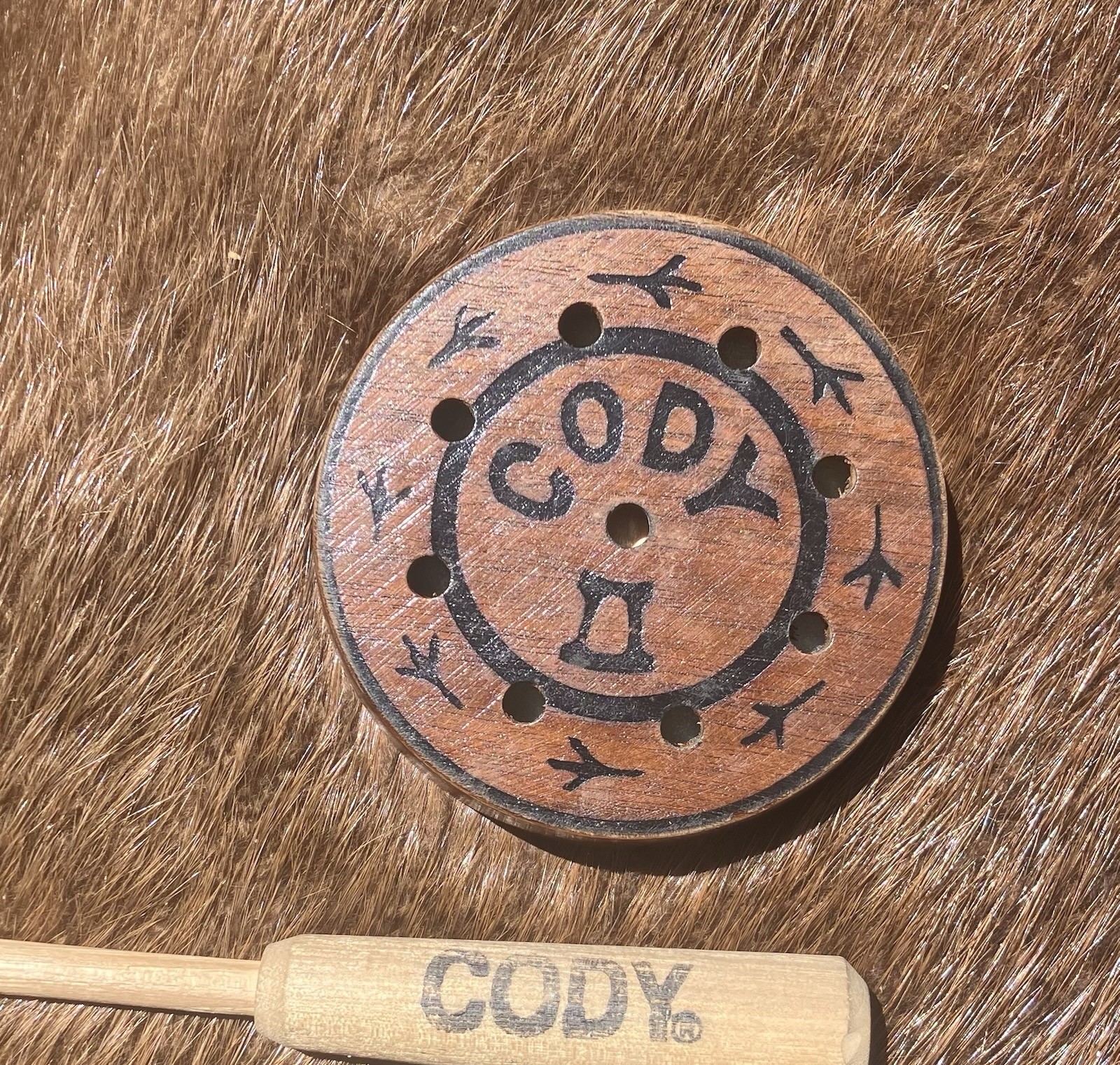 Cody Turkey Friction Call Wood Hunting Set with Striker, Brown, 2-Piece