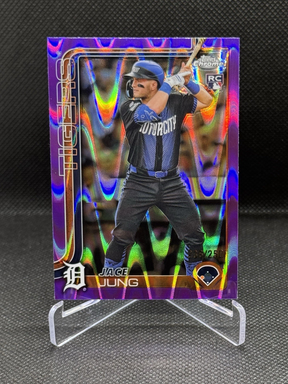 2025 Topps Chrome Purple RayWave Refractor /250 Jace Jung #225 Rookie RC Tigers