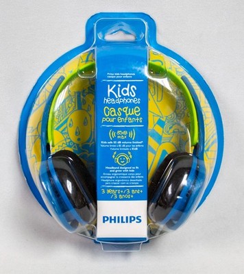 PHILIPS Kids wired Headphones Comfortable & Safe Listening Blue & Green