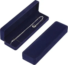 LETURE 2 Pieces Long Velvet Jewelry Chain Necklace Gift Box Set, Bracelet Storag