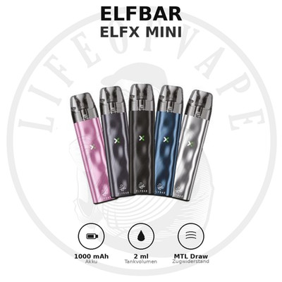Elfbar ELFX Mini Pod-System E-Zigarette | 1.000 mAh 30W | Airflow Control | MTL