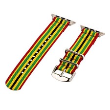 Yellow/Green/Red/BL - 2 Piece Classic SS Nylon Watch Band for 38mm Apple Watch