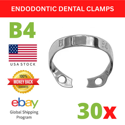 30 Pcs #B4 Premolar Rubber Dam Clamps -Stainless Steel Endodontic Isolation Tool