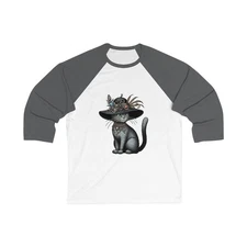 Whimsical Cat Lovers Baseball Tee, Unisex 3/4 Sleeve Shirt, Cute Fancy Feline