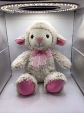 Dan Dee Lamb Sheep Plush Stuffed Animal Toy Cream Off White Pink Bow Ears Feet