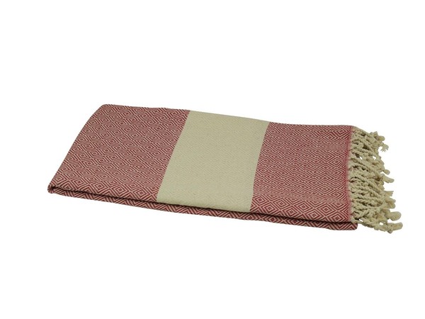 "Hamamtuch Pestemal Rot Naturbeige Ca. 90X180 Cm \"Diamant Style\" Saunatuch"-image