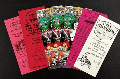 1990s-2000s Various Railroad Train Museums Vintage Brochure Ad Cards Lot Of 7