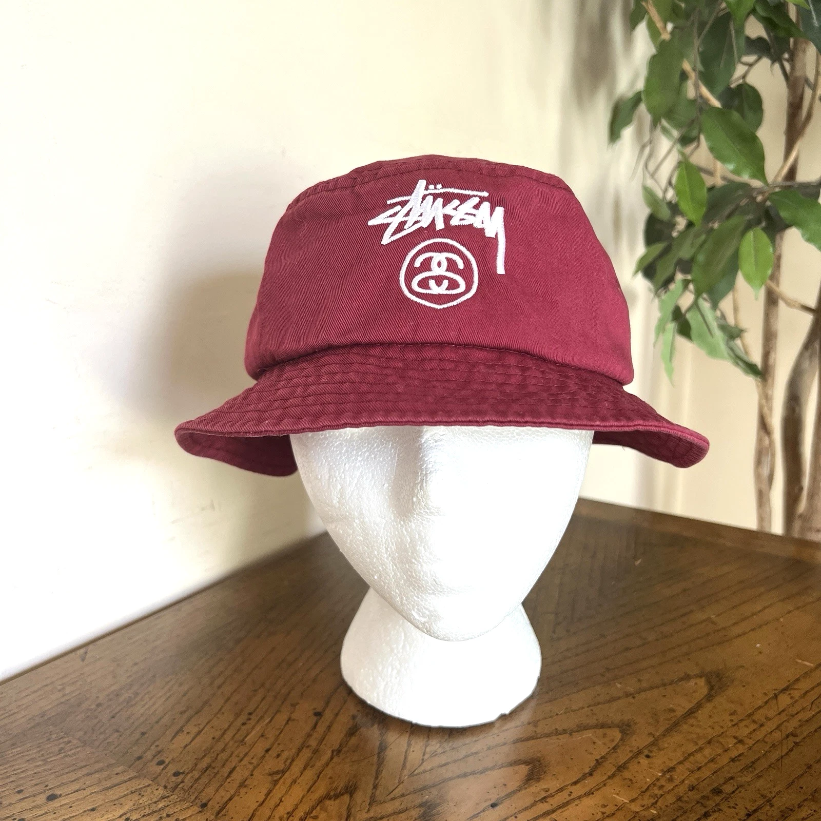 Stussy Bucket Hat Maroon Red Burgundy S/M Small Medium Capz Rare Color Unisex