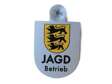 Jagdbetrieb Autoschild Windschutzscheibe JAGD Betrieb Alu Schild m. Landeswappen