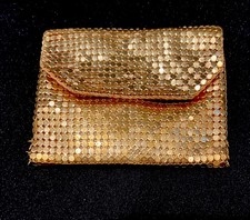 Whiting Davis Vintage Gold Mesh Coin Purse Mini Wallet Vintage