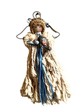 Tête de vadrouille folklorique ange aux yeux foncés ferme cottagecore - Occasion