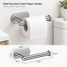 Stainless Steel Toilet Paper Holder Self Adhesive No Drill Bathroom Black/Silver