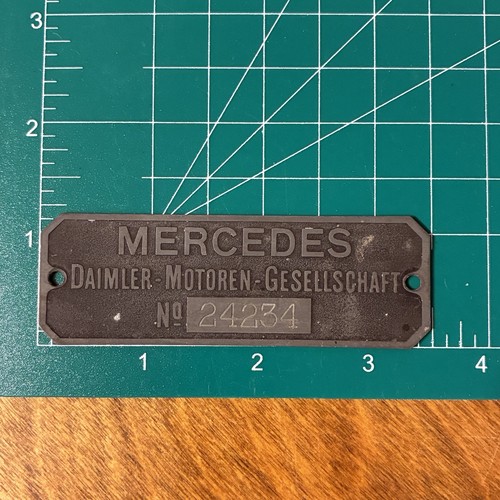 Mercedes Daimler Motors Gesellschaft Engine Plate 24234 DMG Emblem Plaque Benz
