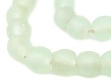 Pastel Green Recycled Glass Beads 18mm Ghana African Sea Glass Round Large Hole