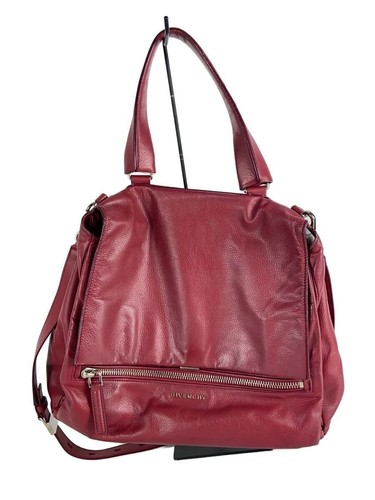 GIVENCHY Red Leather Shoulder Tote Bag Large Luxury Handbag Used