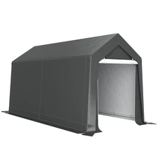 Outsunny 7' x 12' Heavy Duty Garden Storage Tent with Large Door, Gray