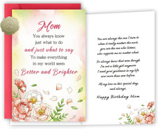 Mom Birthday Card, Happy Birthday Gifts for Mother from Daughter, Beautiful Birt