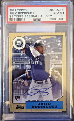 2022 Topps Julio Rodriguez RC 1987 Auto #87BA-JRO PSA 10 Seattle Mariners
