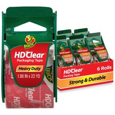 Duck HD Clear Packing Tape Dispensers - 6 Rolls of 6 Rolls, 22.2 yds,