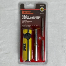 Popular Mechanics 6 In 1 Interchangeable Screwdriver Set Black Tri-Oval Handle