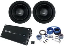 (2) Power Acoustik BAMF-124 12" 3500w DVC Car Subwoofers+Mono Amplifier+Amp Kit