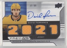 2021-22 Upper Deck Premier Rookie Jersey 95/99 David Farrance #PRA-DF Auto qv2