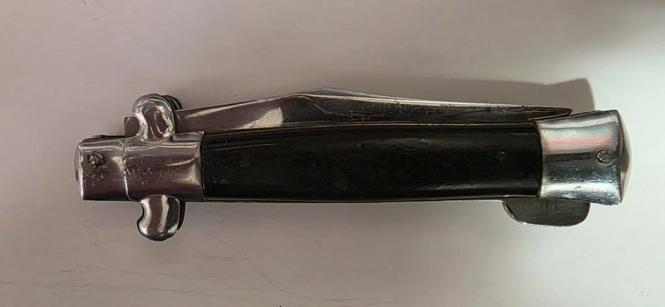 Navaja de Bolsillo Estilo Stiletto De Colección Japón Acero Inoxidable Manual Abierto Bloqueo Foto 2 de 4