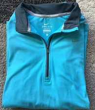 Nike Running Womens Shirt Top XL Dri-Fit 1/4 Quarter Zip Long Sleeve Blue EUC