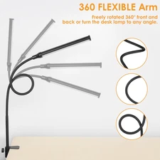 LED Desk lamp with Clamp, Eye-Caring Clip Lights for Home Office, 3 Colors Fu...