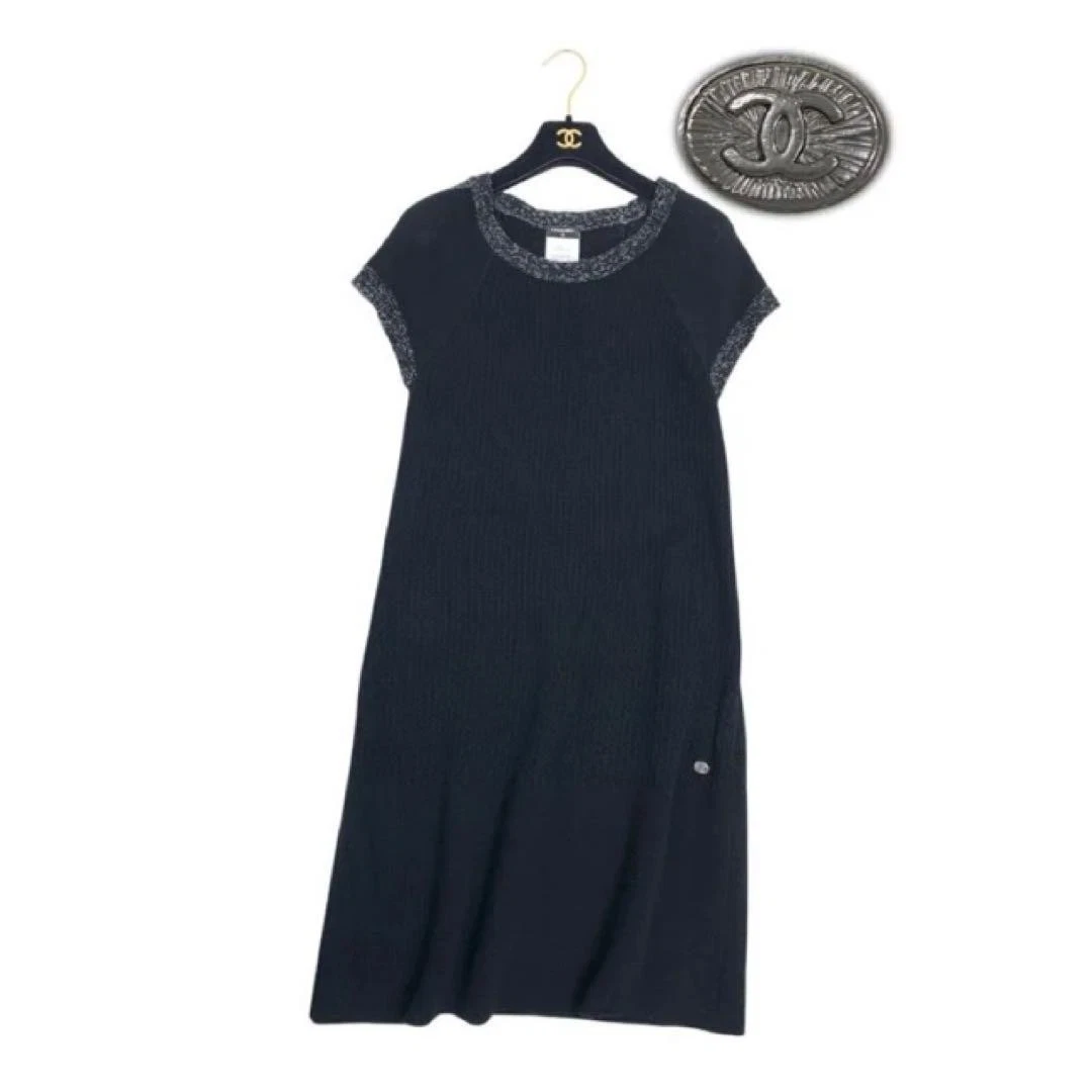 Chanel — Chanel Knit Dress P43319K04446 Cotton/Silk Size:38 Black / White SK1726
