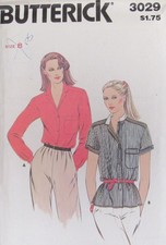 Vintage Butterick 3029 Misses 8 Feminine Blouse Shirt LS SS Retro Pattern UNCUT