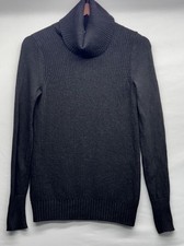 Banana Republic Ribbed Merino Wool Blend Black Turtleneck Sweater Womens Size XS
